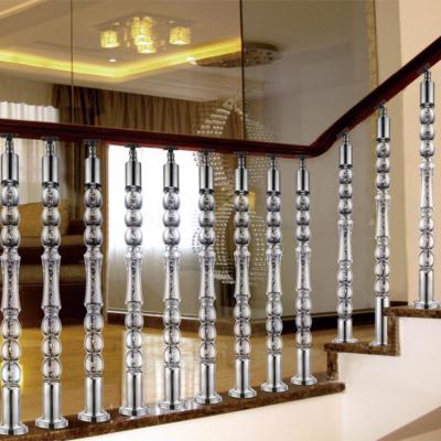 China Modern High Quality Custom Made Crystal Or Acrylic Column Pillar Staircase Railing Inside Railing With Stainless Steel Fittings for sale