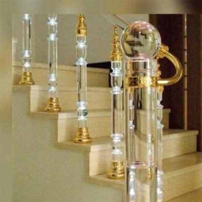 China Modern Ornate Carved Aluminum Pmma Rods Stair Post For Staircase Crystal Handrail for sale