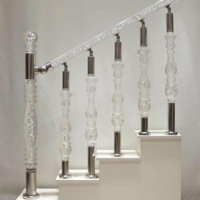 China Crystal Pillars Stairs Modern Clear Balustrades Accessories Handrail Stair Baluster Acrylic Balustrade for sale