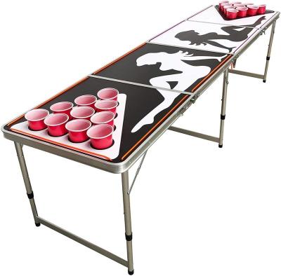 China 8ft Modern Custom Beer Pong Table With LED Lights Mug Holes for sale