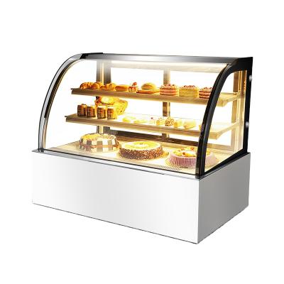 China 2021 Double-temperature Cake Cabinet Refrigerator Arc Glass Refrigeration Hardware Luxury Marble Base for sale