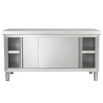 China 2021 Commercial kitchen equipment sliding door stainless steel ware commercial kitchen dining workbench for kitchen tavoli in acciao for sale