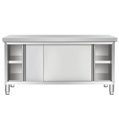 China 2021 Kitchen Stainless Steel Sliding Door Work Table Kitchen Equipment Work Table Tavoli In Acciao for sale