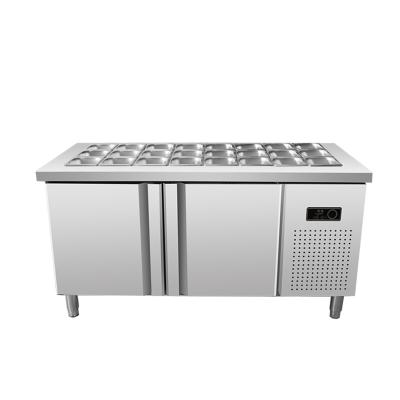 China 2021 Double-temperature slotted Cool-keep workbench display fridge salad bar fridge undercounter refrigerator for sale