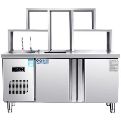 China 2022 Double-temperature stainless steel milk tea shop water bar refrigeration equipment under refrigerator for sale