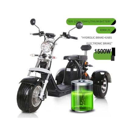 China Adult electric passenger EEC big wheel tricycle scooter 50km range woqu three wheel citycoco motorcycles for sale