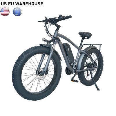 China USA aluminum alloy mountain bike long range 40-60KM running e bike 750W 26 inch fat tire electric bicycle with hydraulic brake for sale