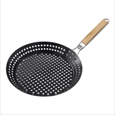 China Round BBQ Tray Camping Grilled Steak Grilled Steak BBQ Pan Non-Stick Outdoor Folding Sustainable Picnic BBQ Pan for sale