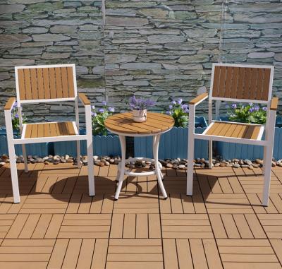 China Factory Price Modern Wholesale Plastic Wooden Tables And Chairs Leisure Cafe Furniture Outdoor Anti-corrosion Sets for sale