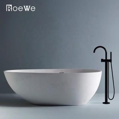 China Freestanding Stone Feeling Bathtub With White Oval Artificial Solid Surface Marble Bathtub Artificial Stone Bathtub for sale