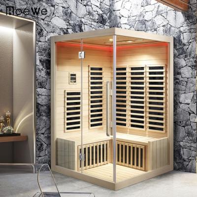 China Modern sauna 3 person carbon infrared hemlock heater saunaking room, indoor dry steam sauna room for sale