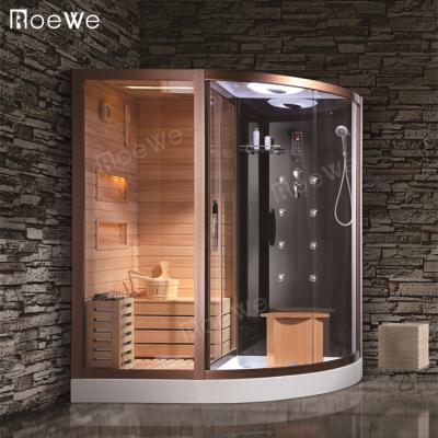 China Wooden Computer Control Panel Boiling Water Bath Jet Shower Saunas Steam Sliding Door Sauna and Steam Combined Steam Room for sale