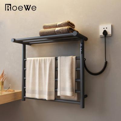 China Heater Towel Racks Stainless Steel Heated Towel Rack Black, With Shelf Electric Towel Rack Bathroom Set for sale