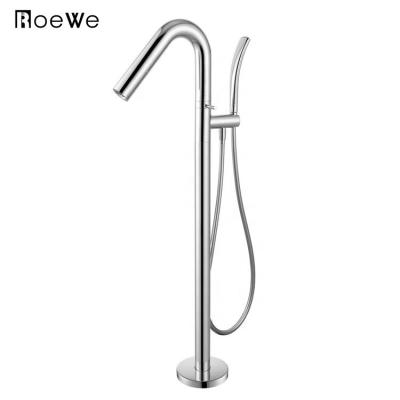 China Freestanding Brass Body Floor Mounted Pull Bar Design Faucet, Floor Standing Bathroom Style Modern Faucet for sale