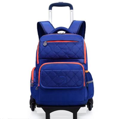 China Waterproof Children's Blue Kids Trolley School Bag On 6 Wheel Scooter Schoolbag Suitcase Luggage for sale