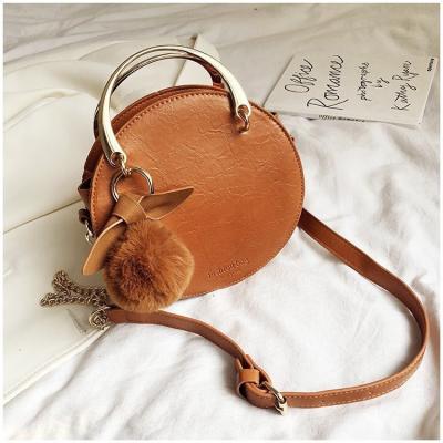 China PU Leather Daily Zipper Shoulder Bag Circle Cross - Body Bag For Women Leather Round Cell Phone Purse for sale