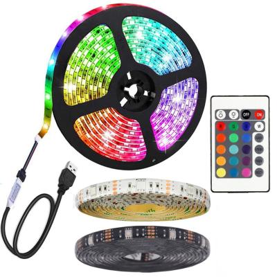 China Architecture or Home Decoration Car Brightness 1M 2M 3M 4M Intense 5M 5050 DC5V IP65 RGB TV Backlight Flexible Kit USB Led Strip Light with 24 Key IR Remote Controllers for sale