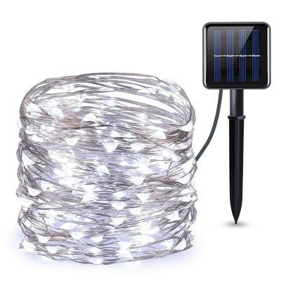 China Christmas Decoration 10m 100 LED Copper Wire Solar Powered Lights Waterproof Outdoor String Lights for sale