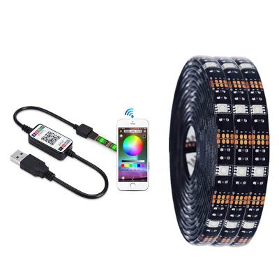 China Architecture Car or Home Decoration 5050 DC5V IP65 RGB TV APP Controlled Flexible Backlight Kit Blue Tooth USB Led Strip Lights for sale