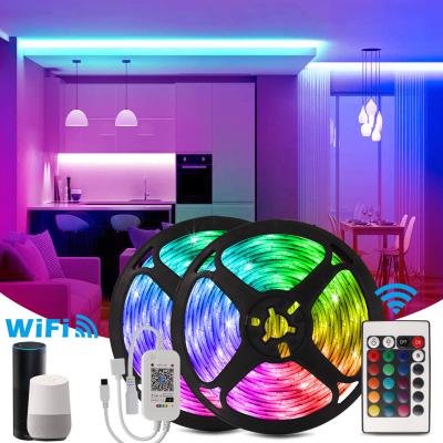 China LANDSCAPE Alexa Google Home 2835 5050 IP65 RGB TV Flexible Backlight Kit WIFI Led Strip Lights With 24 Key IR Remote Controllers for sale