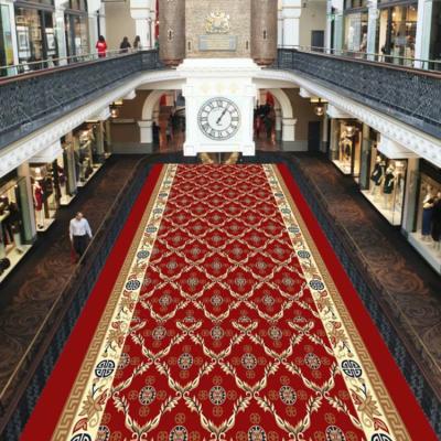 China Cheap Washable Broadloom Hotel Corridor Printed Red Carpet Mat Roll Hotel Carpet for sale