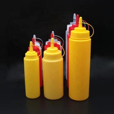 China Food Sauce Bottles Cheap Plastic HDPE BBQ Sauce Bottle With Low MOQ Compression 8oz/12oz/16oz/24oz/32oz for sale