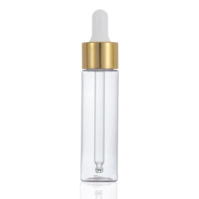 China Cosmetic 1oz Skin Care Cosmetic Packaging 30ml Dropper Bottle For Serum Essential Oil PET Bottle Flat Shoulder for sale