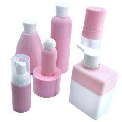 China Low MOQ Matt Cosmetic Bottles HDPE Plastic Shampoo And Conditioner Set Shampoo Cosmetic Packaging Set For Women for sale