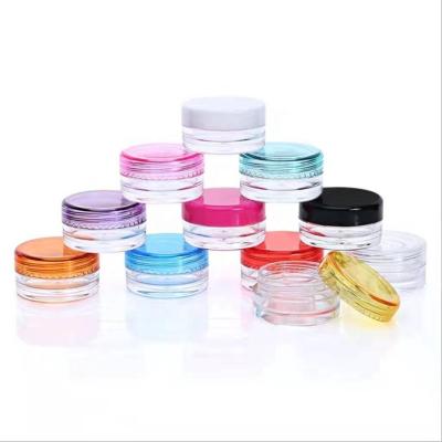 China Cosmetic Big Sale Price cosmetic packaging mini sample 3g 5g 10g 15g 20g skin care cream transparent plastic jar with plastic cap for sale