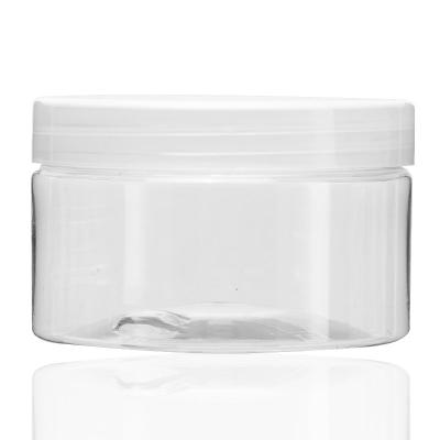 China Cosmetic In Stock Unique Luxury Transparent 10oz Round Wide-mouth PET Cosmetic Plastic Jars With Lid for sale