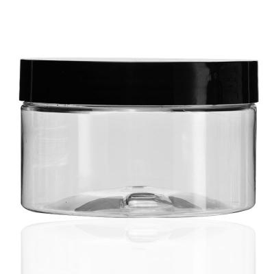 China Stock 250g cosmetic disposable jar skin care cream plastic transparent jar with lid PET container for sale