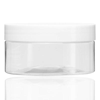 China Unique Design Colorful Transparent Round Caps 200g Wide-mouth Cosmetic PET Cosmetic Plastic Jars With Lid for sale