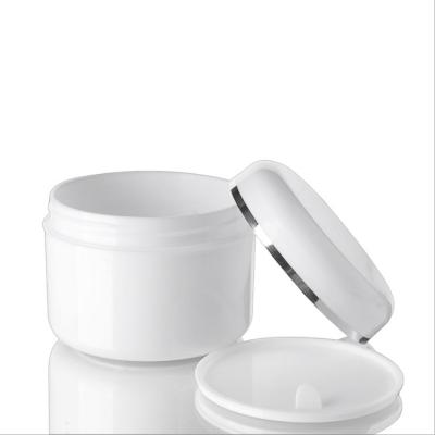 China Cosmetic silver foil 3.5oz pp plastic jar double layer cream jar with lid 100gm cosmetic jar for sale