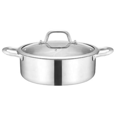 China Sustainable Manufacturer Stainless Steel Wholesale Chinese Soup And Stock Pots Two Flavors Hot Pot With Divider for sale