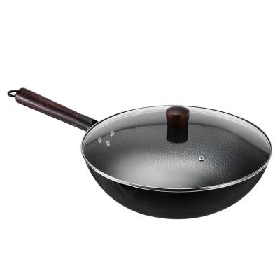 China One piece workable of iron oxide retro iron wok hammer style pure style iron oxide wok gas stove hard induction cooker suitable for iron wok for sale