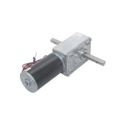 China Hotels factory wholesale 58*40mm size 12v 24v 100rpm electric dc worm gear right angle reduction motor with encoder for sale