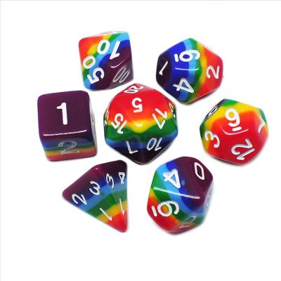 China Custom Game Gradients 7pcs Polyhedral Rounded Rainbow Corner Dies DND RPG Set For Math Game for sale