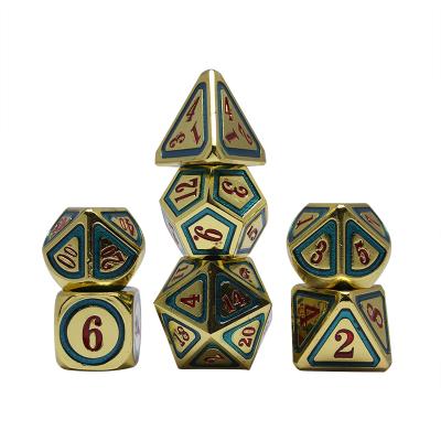 China Fashionable Bulk Custom Metal Game Table Polyhedral SMH RPG Dice Set D4 D6 D8 D10 D12 D20 5mm Mini DND Side Colored 7 Pieces for sale