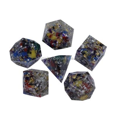 China Fashionable Seriallized Customize Casino Dice DND Edge Dice Set Of 7 for sale