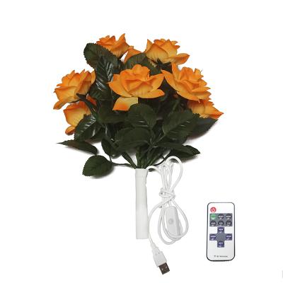 China ABS+fabric Ins Style Romantic Wedding Mounted OEM Holding Plastic Flower LED USB Light Remote Control Flower for sale