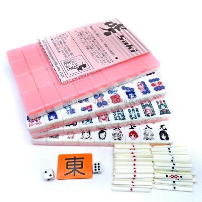 China Japanese Mahjong Set of 144 Tiles Custom Export - Standard Size Custom Mah Jong Tiles with Case - East Wind Tile, Betting Sticks& Dice for sale