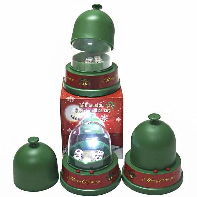 China Creative Music LED Light Gift ABS Electric Green Christmas Dice Cup with Dice Set for sale