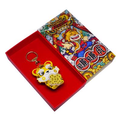 China Bags Accessories Cute Yellow Tiger Mascot With Gold Chunk Gift High Quality Handmade Leather Key Chain Accessories For Ladies Man And Girls Boys for sale