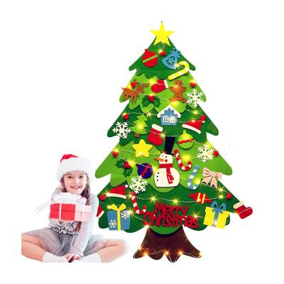 China Wall Hanging Diy Felt Home Decoration 3d Felt Craft Kits Christmas Tree Set For Kids Children Merry Christmas for sale