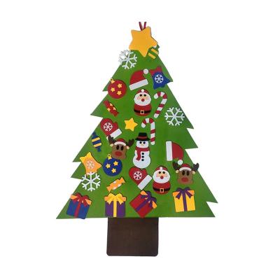 China Felt 36 Pcs Customized Kids Diy Felt Christmas Tree Set Ornament With Light Decoration for sale