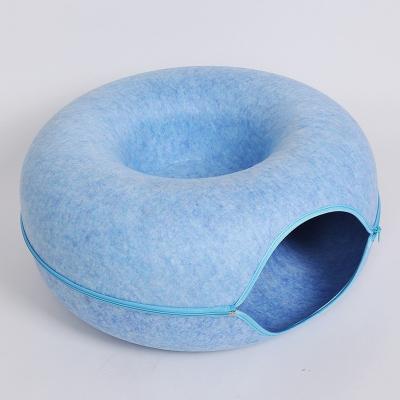 China Wholesale High Quality Comfy Bed Cat Felt Tunnel Nest Dual Use Breathable Low Price Novelty Design Pet Bed for sale