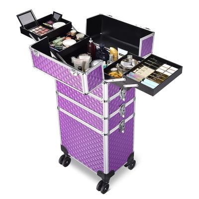 China Weather Proof Women Shockproof Dustproof Cosmetic Organizer Travel Trolley Makeup Case for sale