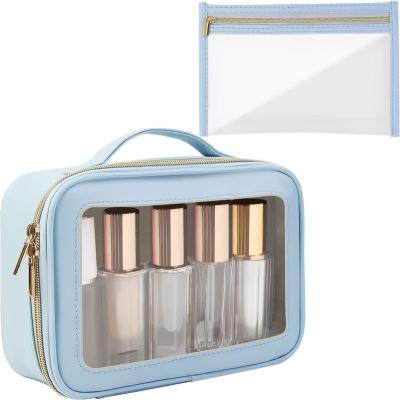 China Travel Portable Clear Cosmetic Bag Fashion Zipper Zipper PU Leather Waterproof Makeup Bag for sale