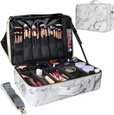 China Large Capacity Makeup Case Organizer Storage Box Clear Zipper Makeup Case Travel Waterproof Train Case for sale