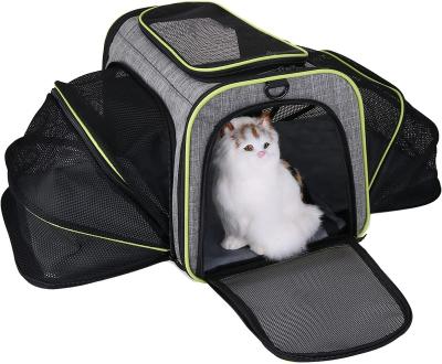 China Portable OXFORD Pet Carrier Bag Travel Carrier Puppy Carrier Double Side Expandable Bag for sale